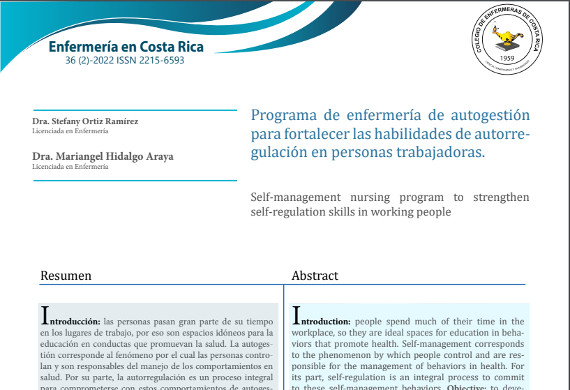 Programa de enfermería de autogestión para fortalecer las habilidades de autorregulación en personas trabajadoras.