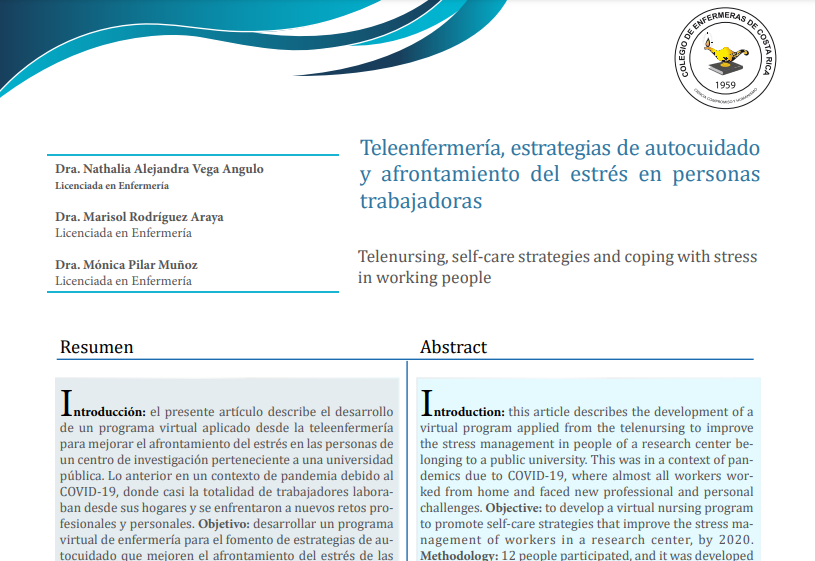 Teleenfermería, estrategias de autocuidado y afrontamiento del estrés en personas trabajadoras