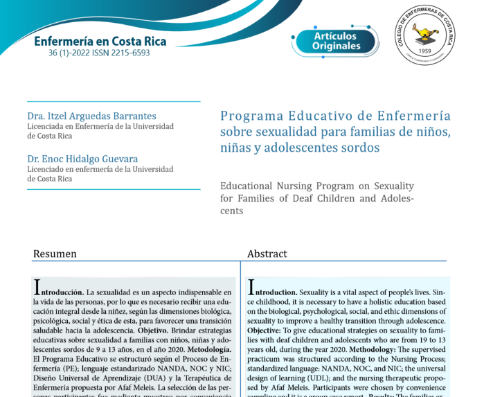 Programa Educativo de Enfermería sobre sexualidad para familias de niños, niñas y adolescentes sordos.